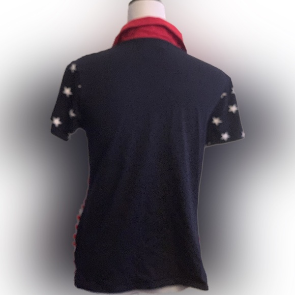 TOMMY HILFIGER 🇺🇸 Womens Americana V-Neck Collared Tee Shirt 🇺🇸  (M) - Picture 7 of 7